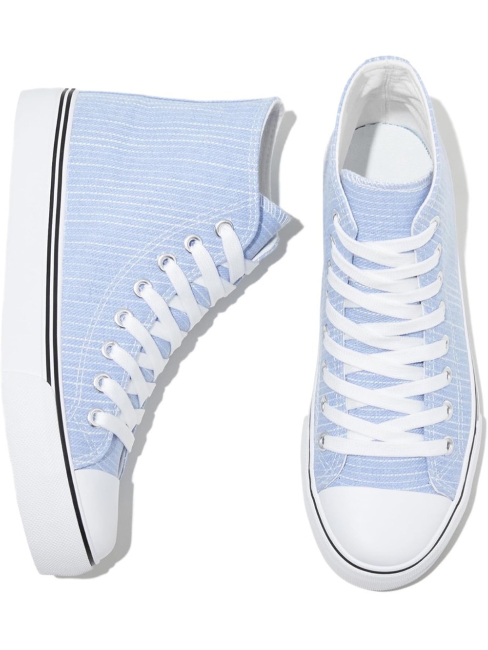 Light Blue High-Top Canvas Sneakers